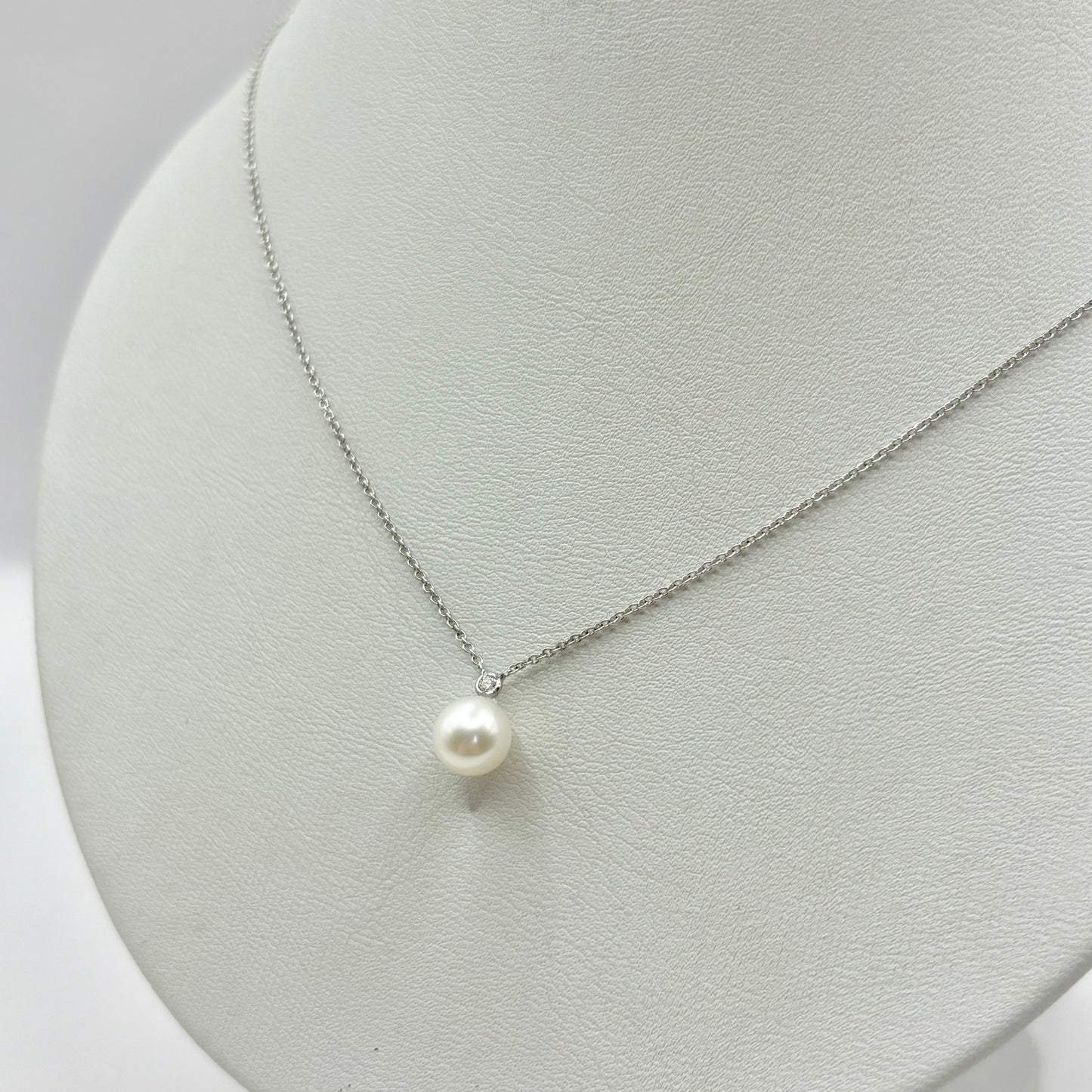 Collier Perle - Or Blanc 750 Diamant & Perle Naturelle