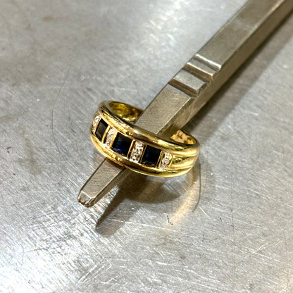 Bague Jonc - Or Jaune 750 Saphirs & Diamants