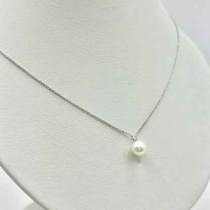 Collier Perle - Or Blanc 750 Diamant & Perle Naturelle