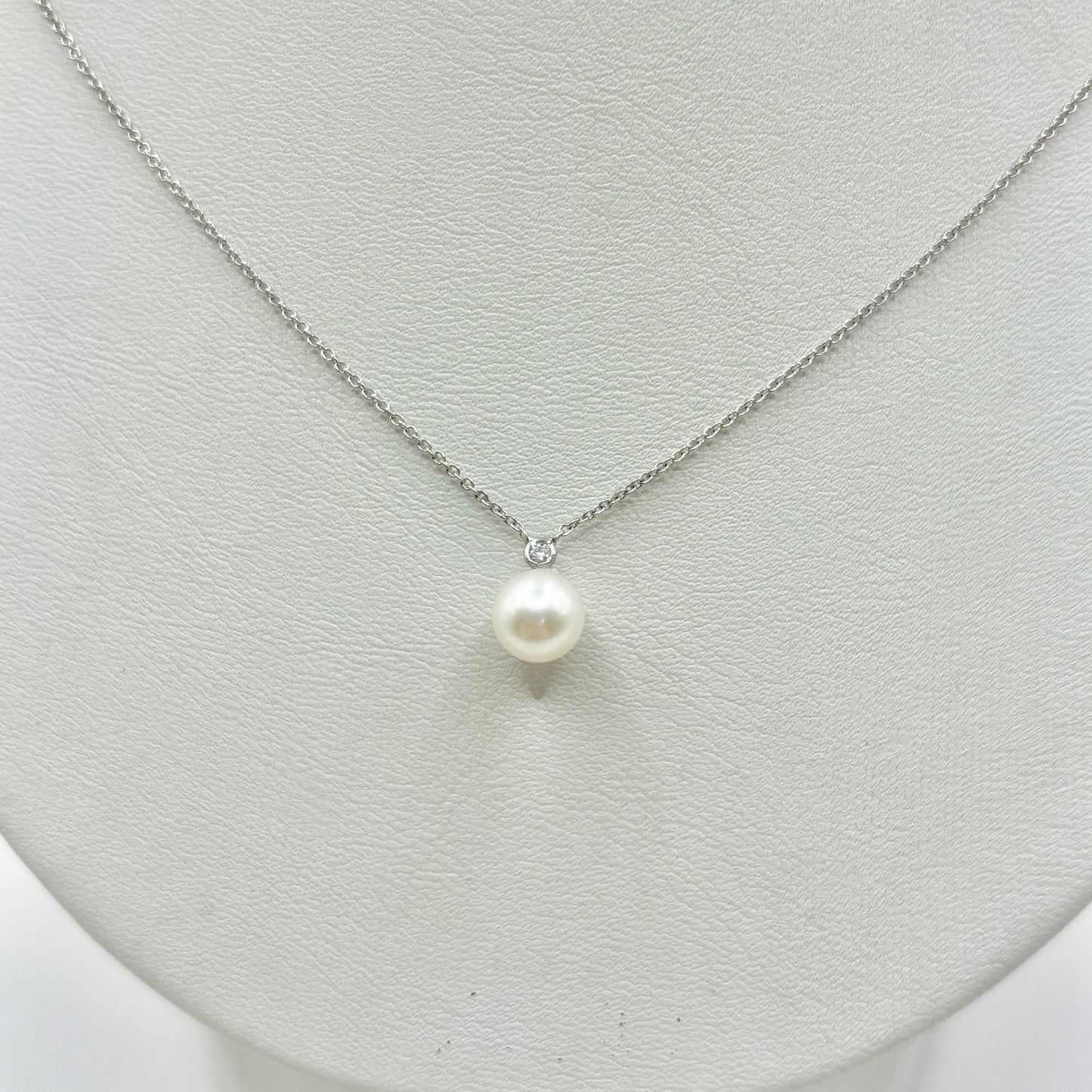 Collier Perle - Or Blanc 750 Diamant & Perle Naturelle