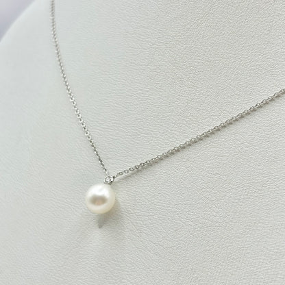 Collier Perle - Or Blanc 750 Diamant & Perle Naturelle