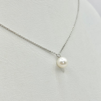 Collier Perle - Or Blanc 750 Diamant & Perle Naturelle