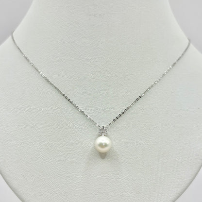 Collier Perle - Or Blanc 750 Diamants & Perle Naturelle