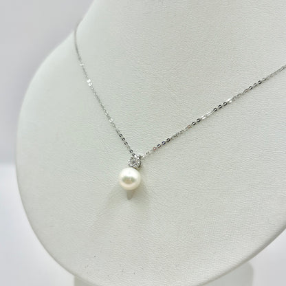 Collier Perle - Or Blanc 750 Diamants & Perle Naturelle