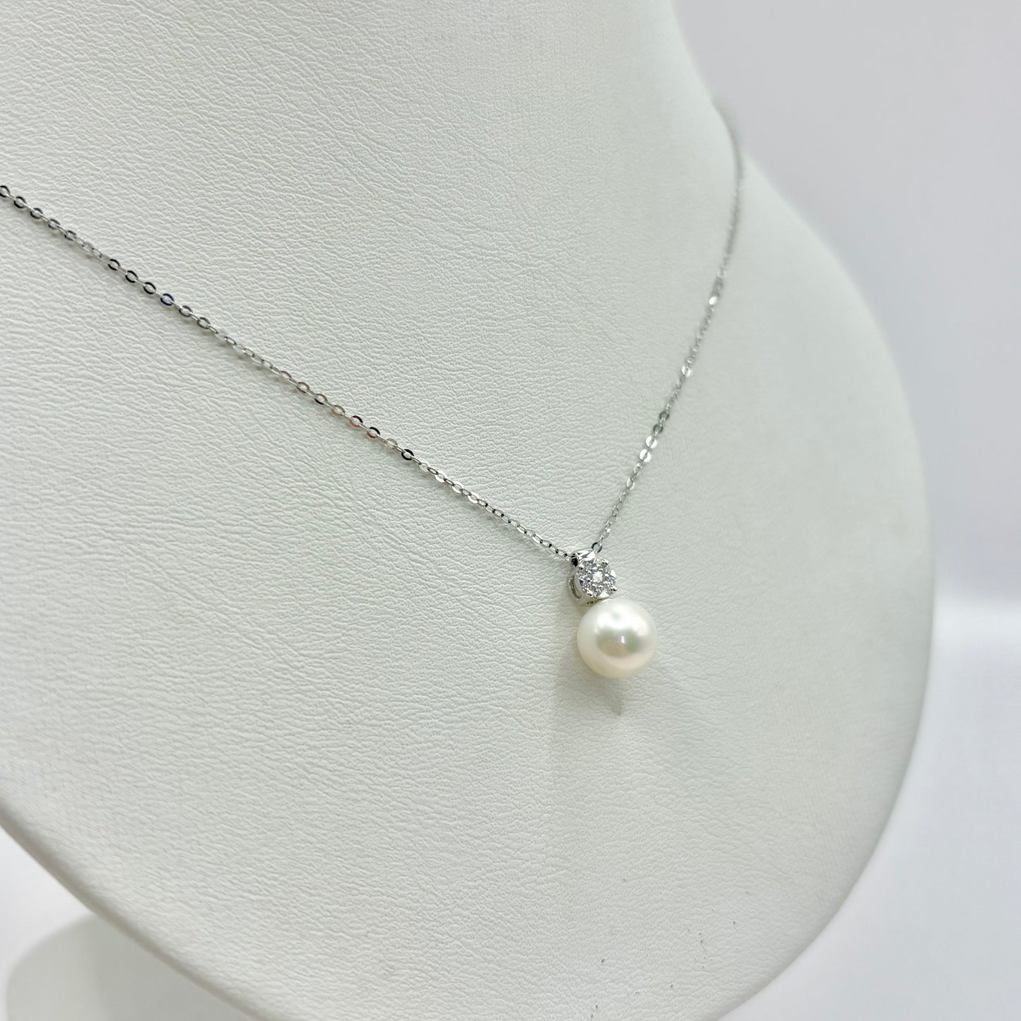 Collier Perle - Or Blanc 750 Diamants & Perle Naturelle