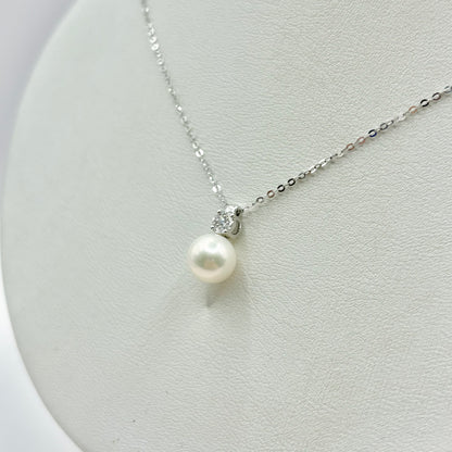 Collier Perle - Or Blanc 750 Diamants & Perle Naturelle