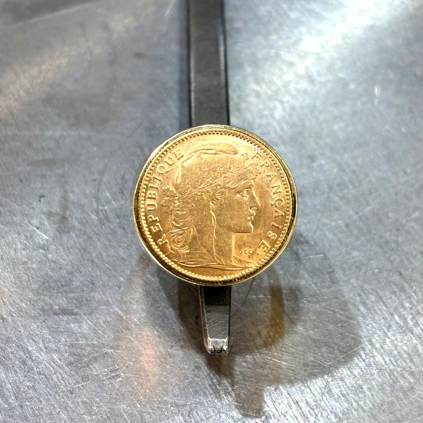 Bague Pièce - Or Jaune 750 & Pièce 10 Francs Marianne Coq