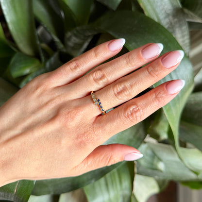 Bague Alliance - Or Jaune 750 Saphirs & Diamants