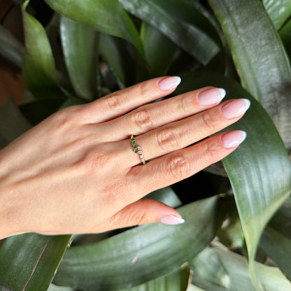 Bague Alliance - Or Jaune 750 Émeraudes & Diamants