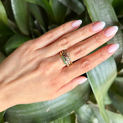 Bague Assemblage - Or Jaune 750 Diamants, Rubis, Saphirs & Émeraudes