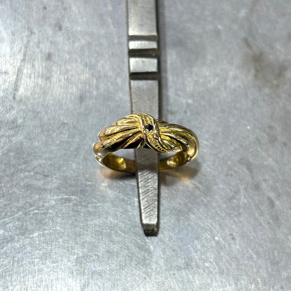 Bague Jonc - Or Jaune 750/1000 Saphir & Diamants