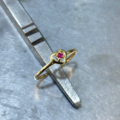 Bague Coeur - Or Jaune 750 & Rubis