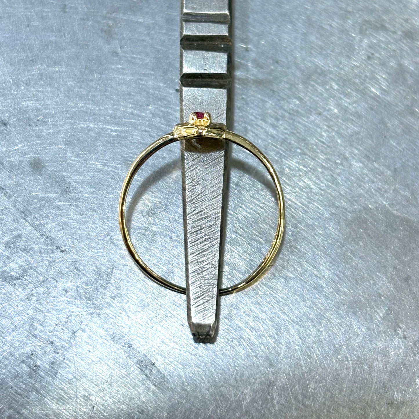 Bague Coeur - Or Jaune 750 & Rubis