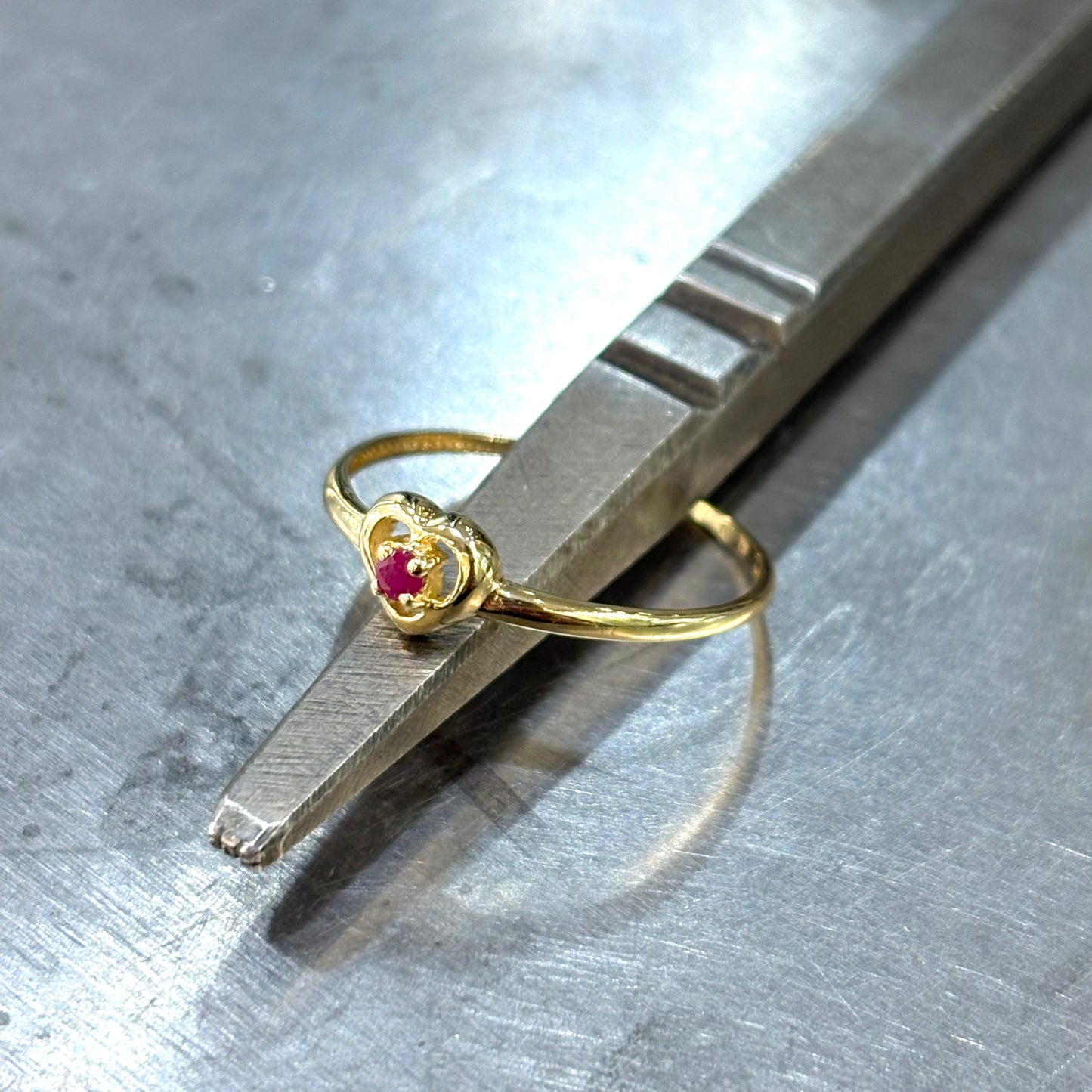 Bague Coeur - Or Jaune 750 & Rubis