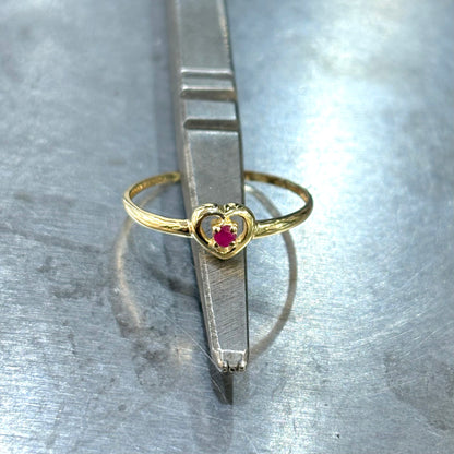 Bague Coeur - Or Jaune 750 & Rubis