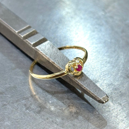 Bague Coeur - Or Jaune 750 & Rubis