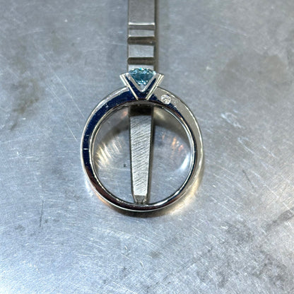 Bague Jonc - Or Blanc 750 Topaze & Diamant