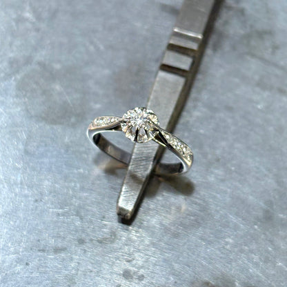 Bague Solitaire Vintage - Or Blanc 750 & Diamants