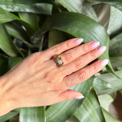 Bague Tank Vintage - Or Jaune 750 & Diamants