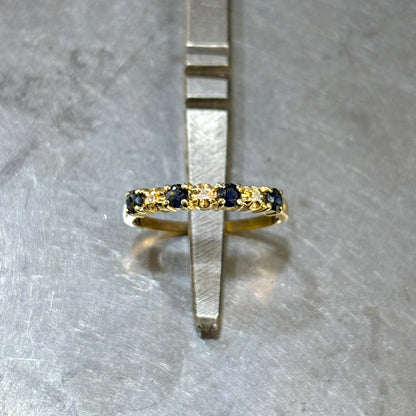 Bague Alliance - Or Jaune 750 Saphirs & Diamants