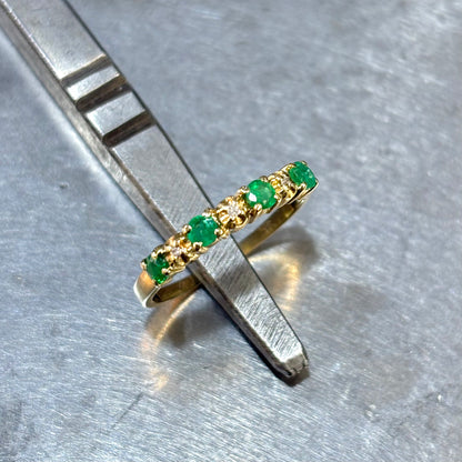 Bague Alliance - Or Jaune 750 Émeraudes & Diamants