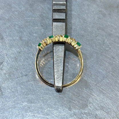 Bague Alliance - Or Jaune 750 Émeraudes & Diamants