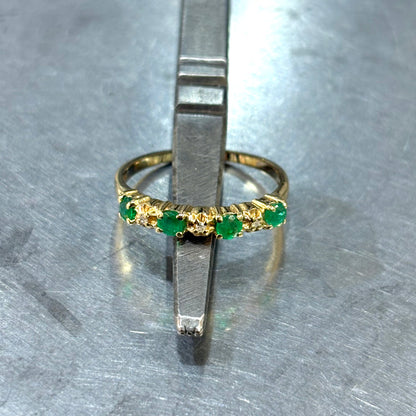 Bague Alliance - Or Jaune 750 Émeraudes & Diamants