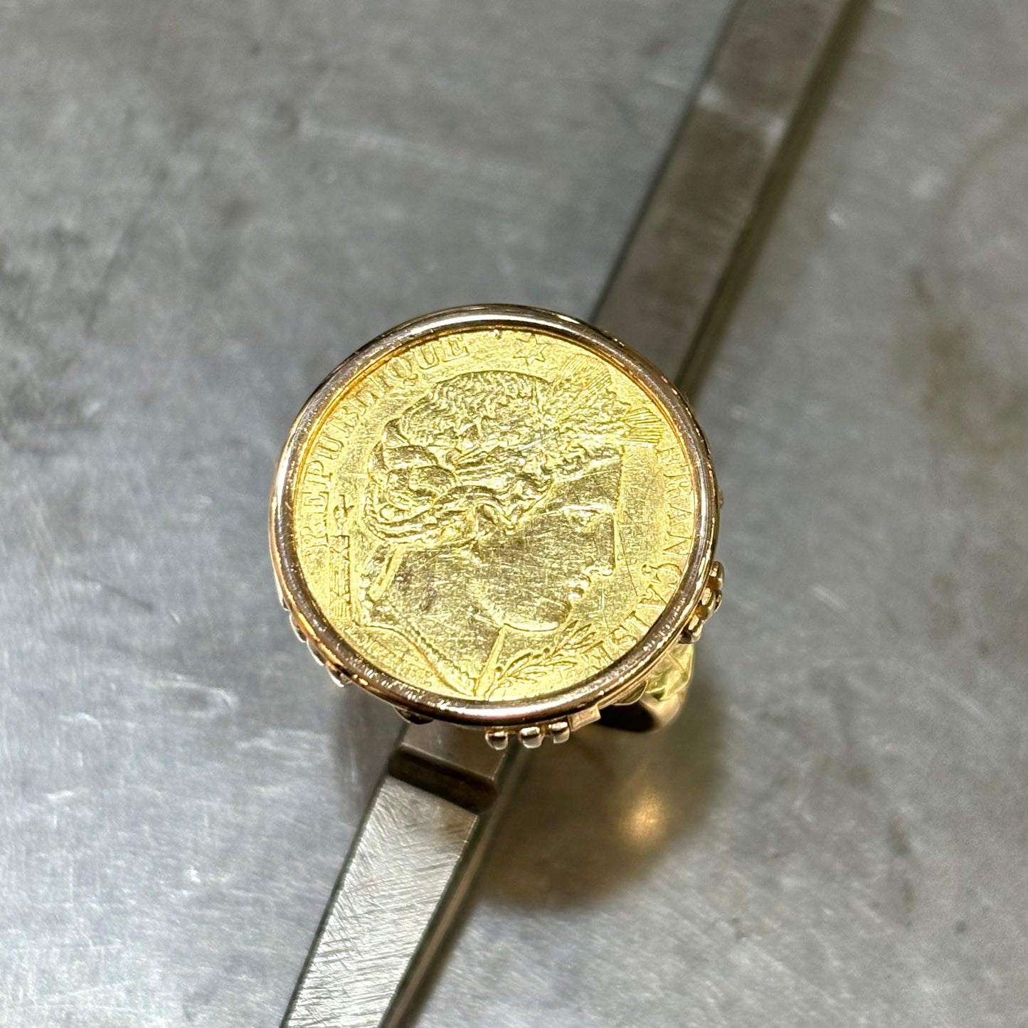 Bague Pièce - Or Jaune 750 & Pièce Or 10 Francs Cérès