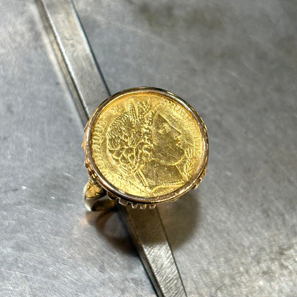 Bague Pièce - Or Jaune 750 & Pièce Or 10 Francs Cérès