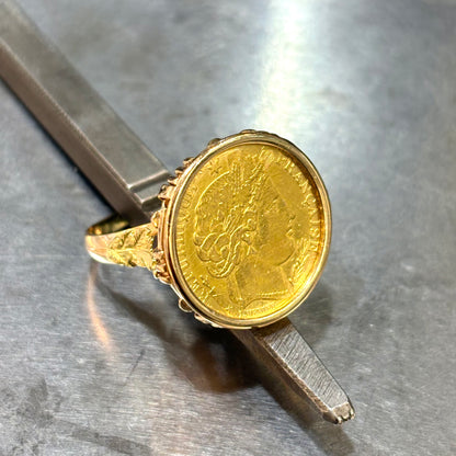 Bague Pièce - Or Jaune 750 & Pièce Or 10 Francs Cérès