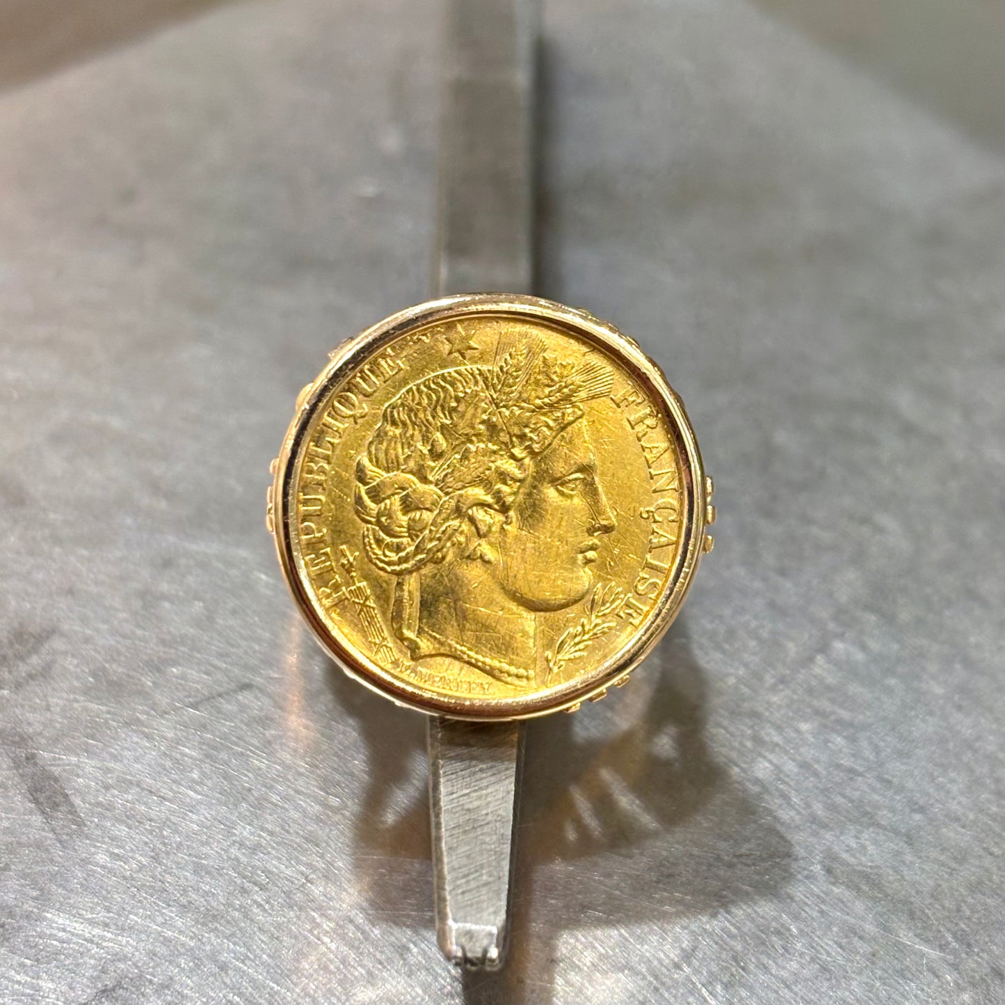 Bague Pièce - Or Jaune 750 & Pièce Or 10 Francs Cérès