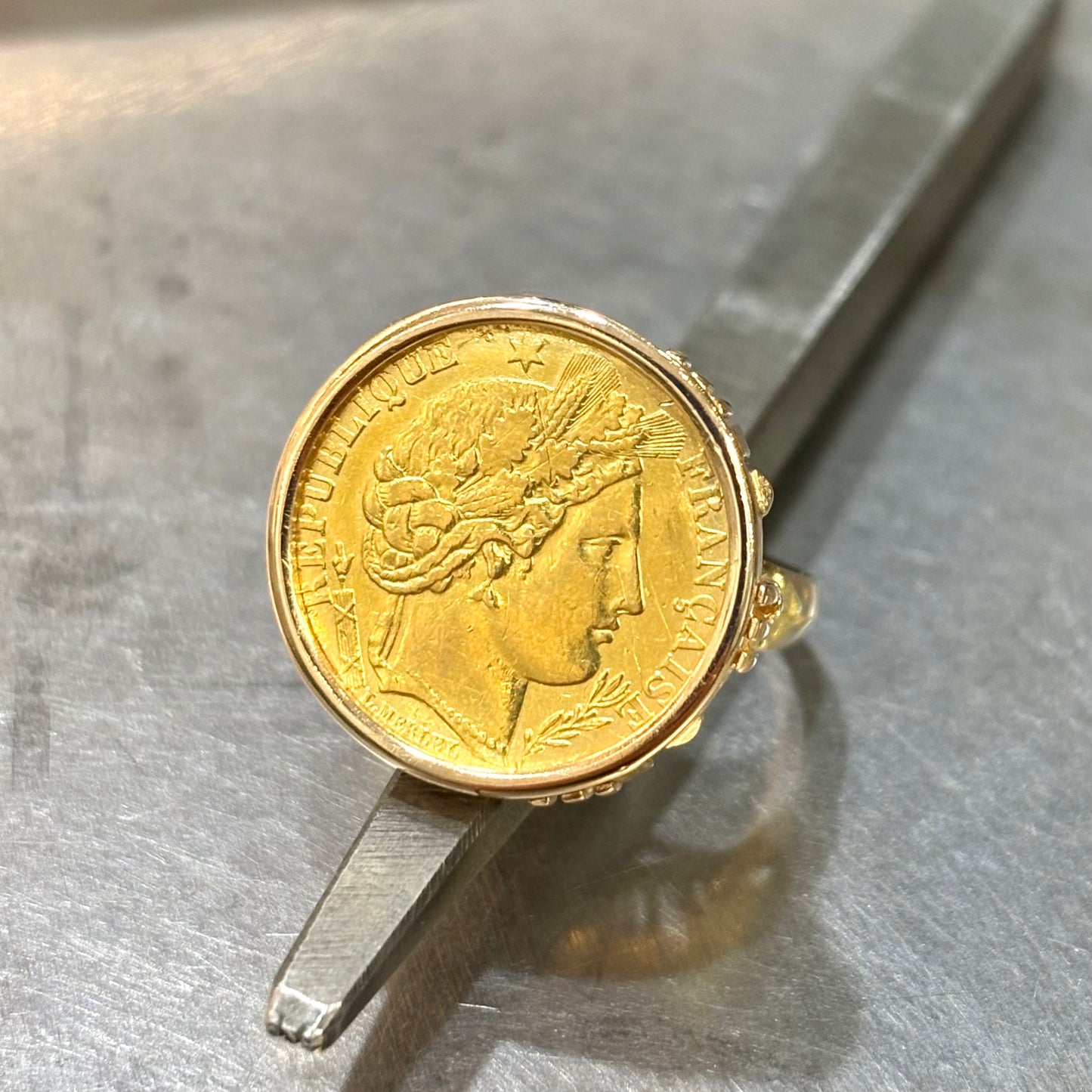 Bague Pièce - Or Jaune 750 & Pièce Or 10 Francs Cérès
