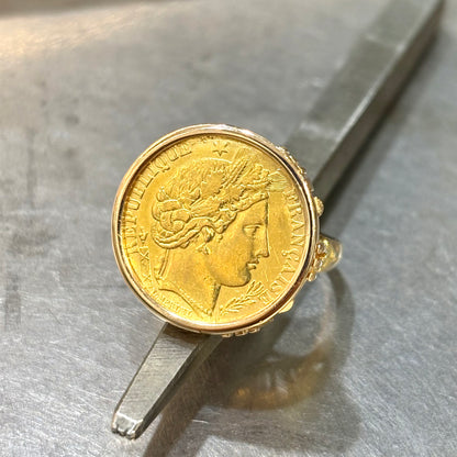 Bague Pièce - Or Jaune 750 & Pièce Or 10 Francs Cérès