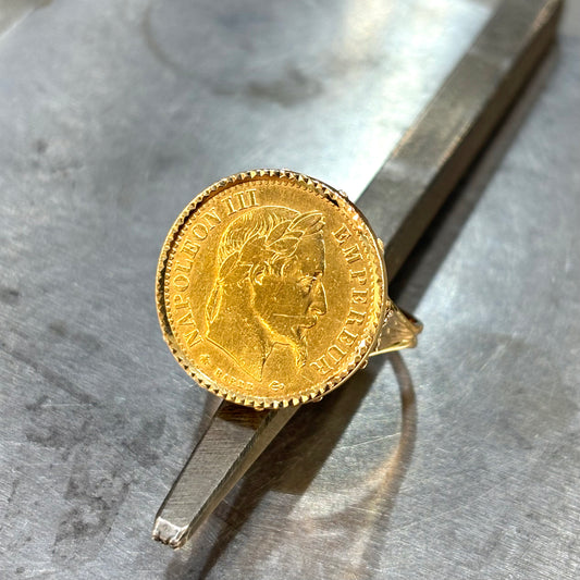 Bague Pièce - Or Jaune 750 & Pièce Or 10 Francs Napoléon
