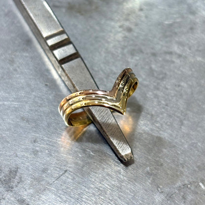 Bague V - Or Jaune/Rose/Blanc 750