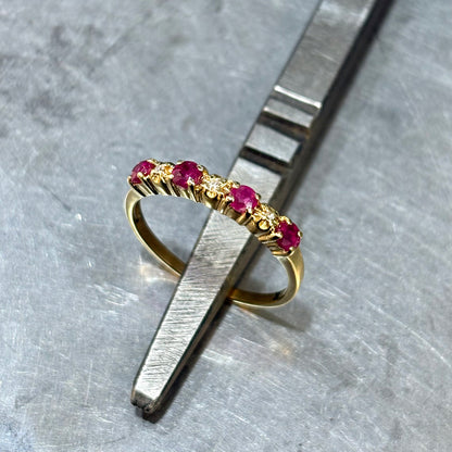 Bague Alliance - Or Jaune 750 Rubis & Diamants