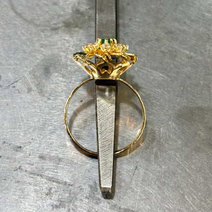 Bague Marguerite - Or Jaune 750 Émeraude & Diamants