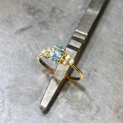 Bague Nausicaä Mini - Or Jaune 750 Aigue-Marine & Diamants