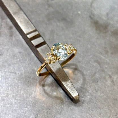 Bague Nausicaä Mini - Or Jaune 750 Aigue-Marine & Diamants