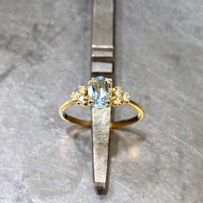 Bague Nausicaä Mini - Or Jaune 750 Aigue-Marine & Diamants