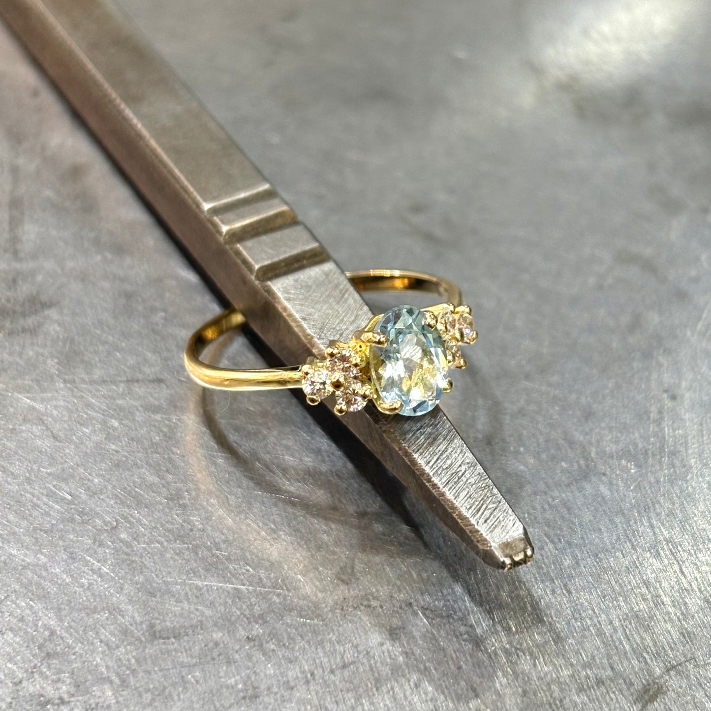 Bague Nausicaä Mini - Or Jaune 750 Aigue-Marine & Diamants