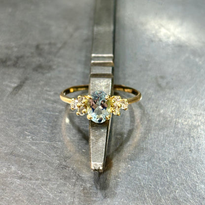 Bague Nausicaä Mini - Or Jaune 750 Aigue-Marine & Diamants