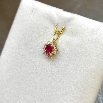 Pendentif Marguerite - Or Jaune 750 Rubis & Diamants