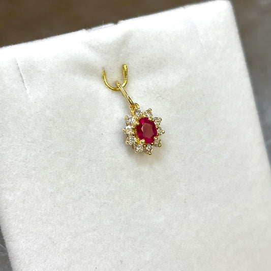 Pendentif Marguerite - Or Jaune 750 Rubis & Diamants