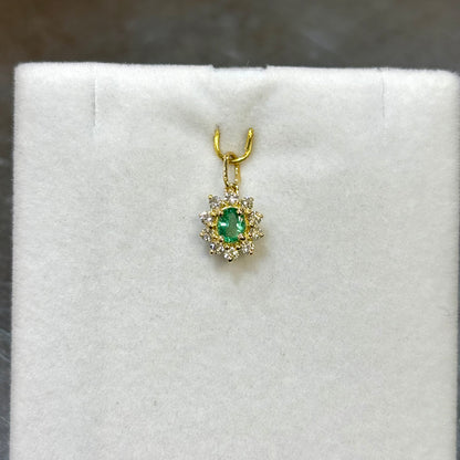 Pendentif Marguerite - Or Jaune 750 Émeraude & Diamants