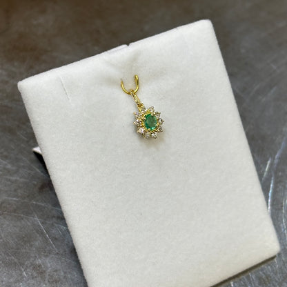 Pendentif Marguerite - Or Jaune 750 Émeraude & Diamants