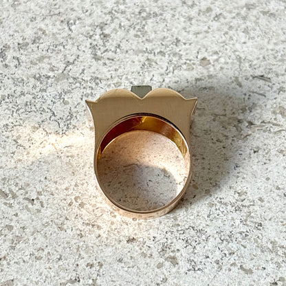 Bague Tank Art Déco - Or Jaune 750 Diamants & Rubis