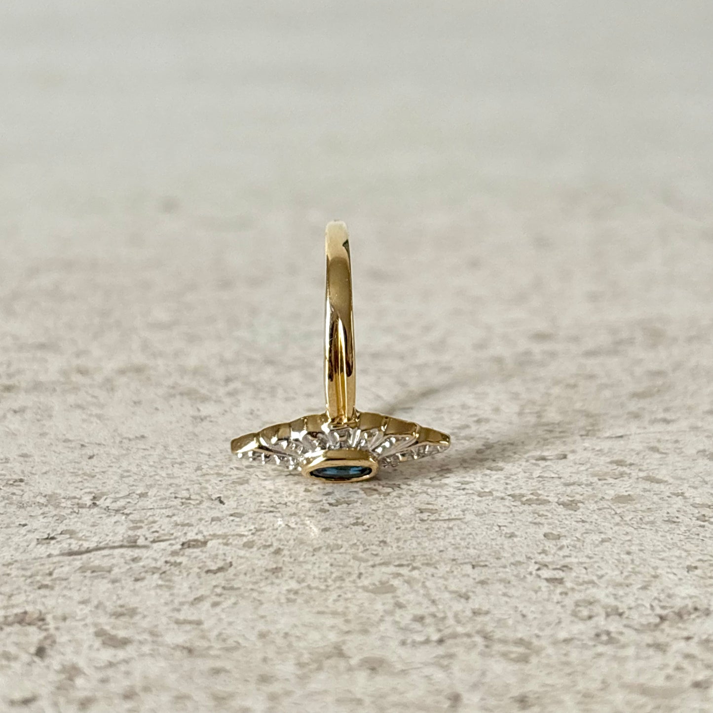 Bague Marquise Vintage - Or Jaune 750 Saphir & Diamants