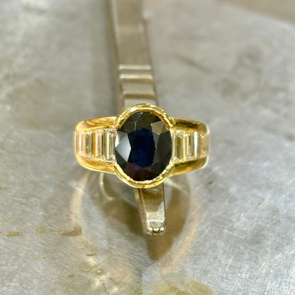 Bague Rivière - Or Jaune 750 Saphir & Diamants