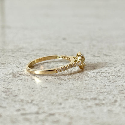 Bague Solitaire - Or Jaune 750 & Diamants